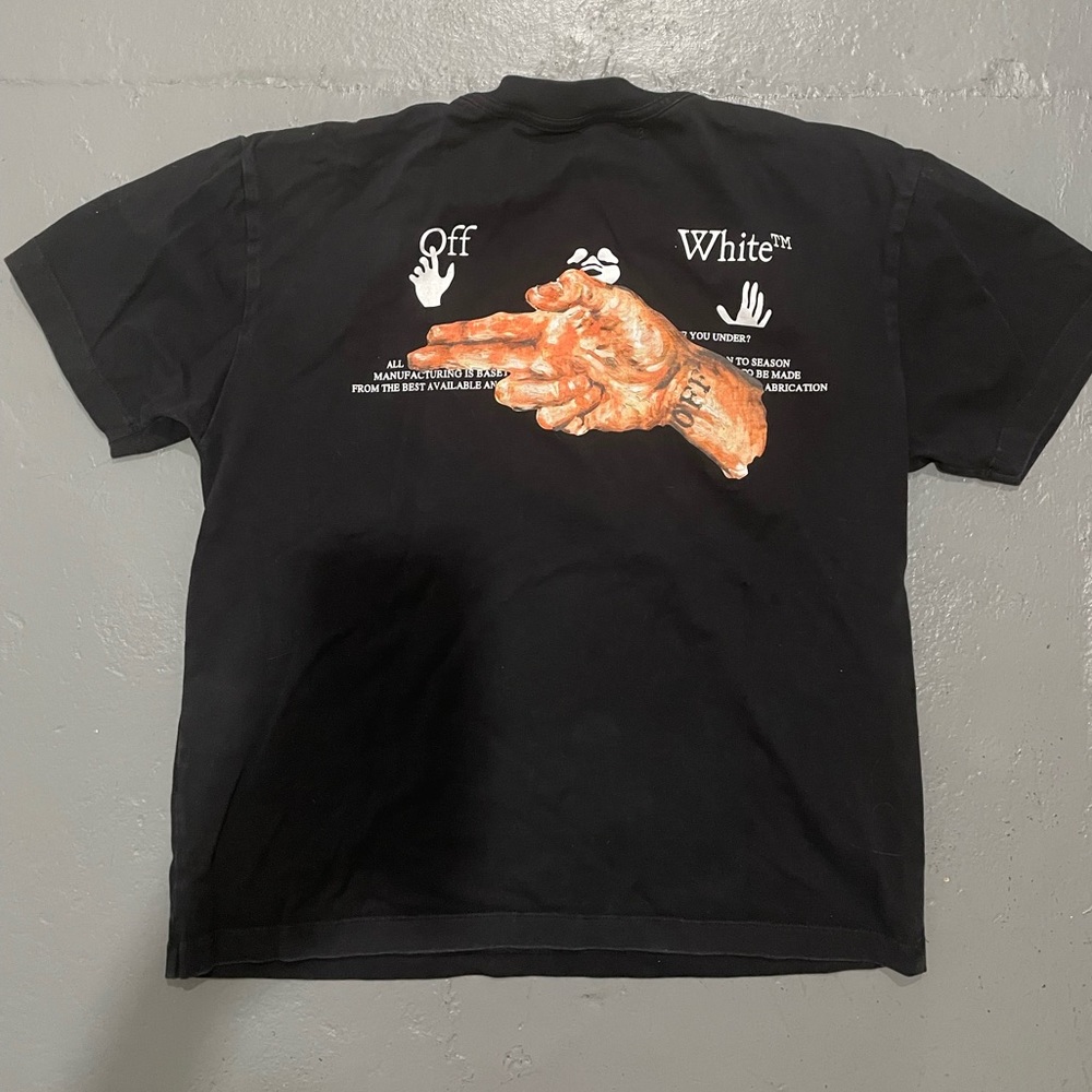 Off White Mens Black Hand Gun Pascal Painting Back Print T-Shirt Size Medium